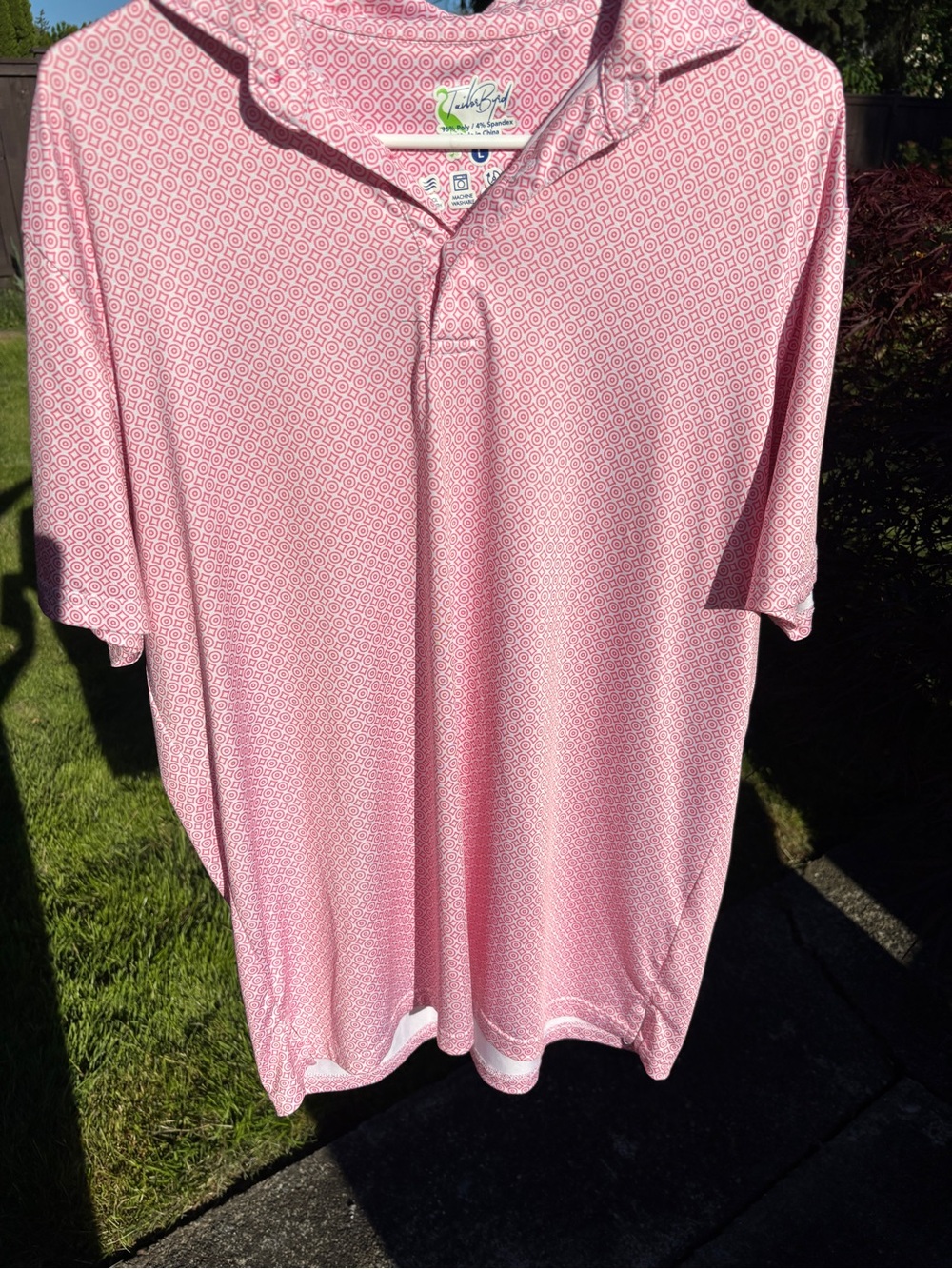 TAILORBYRD Light Pink Geometric Short-Sleeve Polo